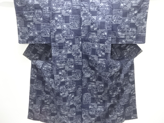 JAPANESE KIMONO / TSUMUGI / WOVEN FLORAL PLANTS